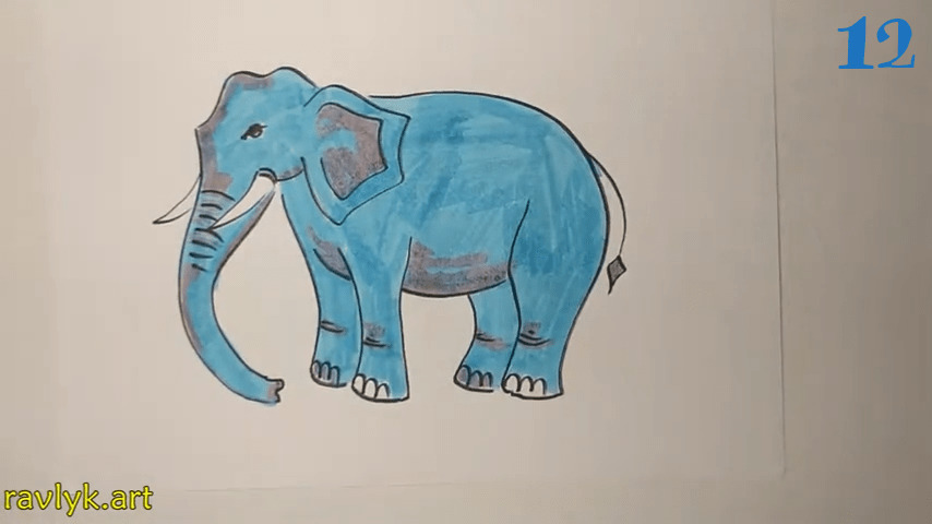 12 How to Draw a Cartoon Blue Elephant easy drawing 1 39 s
