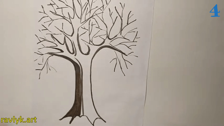 Tree Pen and ink drawing steps