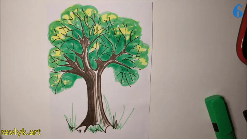 How to draw a tree with leaves  a simple stepbystep tutorial  Ravlyk